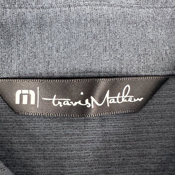 Travis Mathew Mens Polo Shirt  Size Large Gray With Pink & White Stripes - Picture 4 of 10